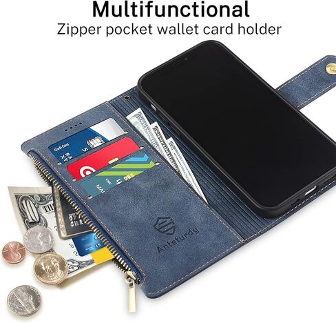 Antsturdy Compatible with Motorola Moto G Stylus 2020 Wallet case with Card Holder for Women Men Phone case RFID Blocking PU Leather Flip Shockproof Cover with Strap Zipper Credit Card Slots,Black in Kuwait