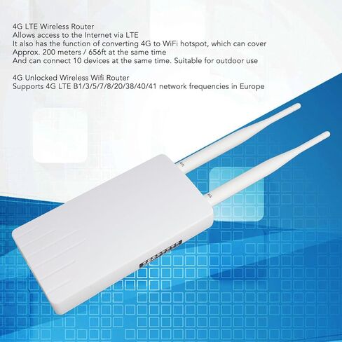 جهاز توجيه 4G LTE POE خارجي، مودم 4G LTE مفتوح بسرعة 300 ميجا بت في الثانية مع هوائيين 5dBi، يتصل بما يصل إلى 10 أجهزة، وفتحة بطاقة SIM، قابل للتطبيق في أوروبا (قابس الولايات المتحدة) in Saudi Arabia