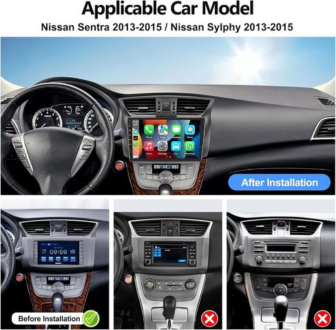 1+32 جيجابايت ستيريو سيارة لنيسان سنترا 2013-2018 مع Apple Carplay اللاسلكي Android Auto 10.1 بوصة شاشة تعمل باللمس Android 11 راديو مع نظام تحديد المواقع والملاحة HiFi WiFi Bluetooth FM RDS راديو السيارة مع كاميرا احتياطية in Saudi Arabia