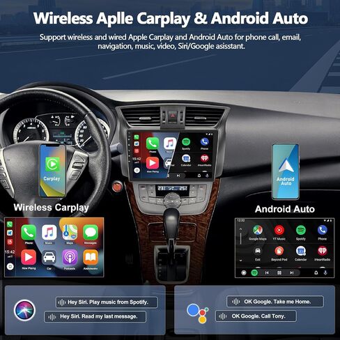 1+32 جيجابايت ستيريو سيارة لنيسان سنترا 2013-2018 مع Apple Carplay اللاسلكي Android Auto 10.1 بوصة شاشة تعمل باللمس Android 11 راديو مع نظام تحديد المواقع والملاحة HiFi WiFi Bluetooth FM RDS راديو السيارة مع كاميرا احتياطية in Saudi Arabia