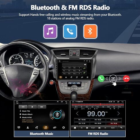 1+32 جيجابايت ستيريو سيارة لنيسان سنترا 2013-2018 مع Apple Carplay اللاسلكي Android Auto 10.1 بوصة شاشة تعمل باللمس Android 11 راديو مع نظام تحديد المواقع والملاحة HiFi WiFi Bluetooth FM RDS راديو السيارة مع كاميرا احتياطية in Saudi Arabia