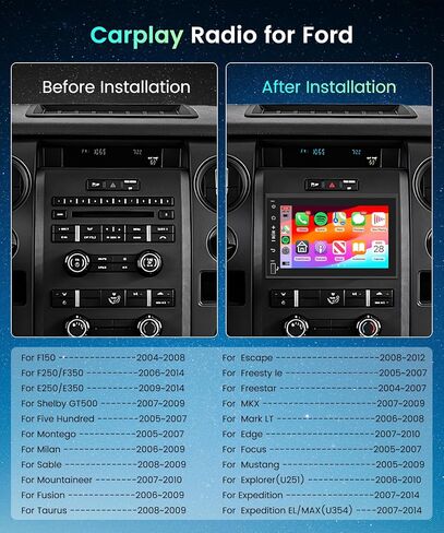 2G 64G Radio for Ford F150 F250 F350 E250 E350 Fusion Edge Explorer Expedition Car Stereo with Wireless Carplay Android Auto 7inch IPS Touchscreen/1280P Backup Camera/WiFi/FM RDS/HiFi/GPS/Bluetooth in Saudi Arabia