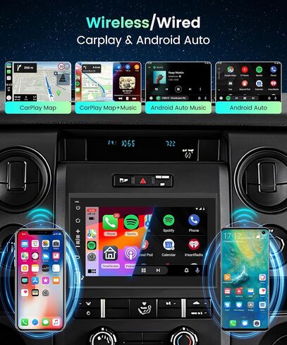 2G 64G Radio for Ford F150 F250 F350 E250 E350 Fusion Edge Explorer Expedition Car Stereo with Wireless Carplay Android Auto 7inch IPS Touchscreen/1280P Backup Camera/WiFi/FM RDS/HiFi/GPS/Bluetooth in Saudi Arabia