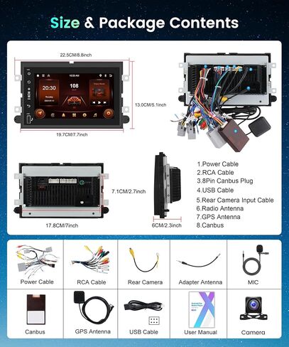 2G 64G Radio for Ford F150 F250 F350 E250 E350 Fusion Edge Explorer Expedition Car Stereo with Wireless Carplay Android Auto 7inch IPS Touchscreen/1280P Backup Camera/WiFi/FM RDS/HiFi/GPS/Bluetooth in Saudi Arabia
