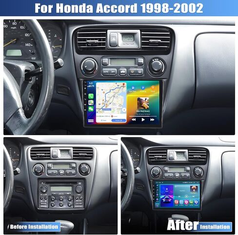 ستيريو سيارة 2G+64G Android 13 لسيارة Honda Accord 6th 1998-2002 مع Carplay Android Auto، شاشة لمس 9 بوصات راديو سيارة Honda Accord مع وصلة مرآة WiFi/GPS ملاحة بلوتوث FM/RDS+كاميرا خلفية in Saudi Arabia