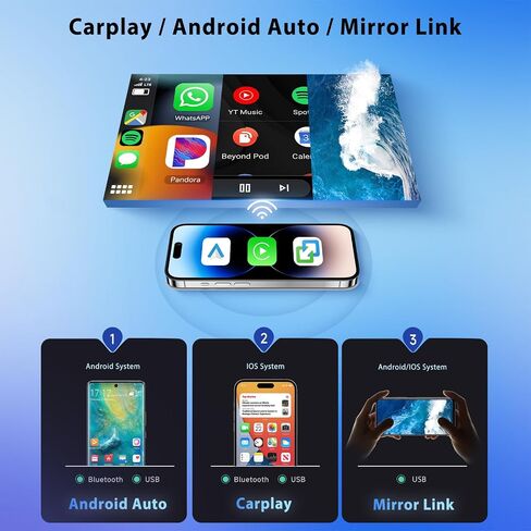 Car Stereo Single Din Wireless Carplay & Android Auto, Hodozzy 7 inch Touch Screen Car Radio 1 Din with Bluetooth,GPS,Mirror Link,EQ FM SWC, Support USB/AUX/Type-C Charging with Backup Camera in Saudi Arabia