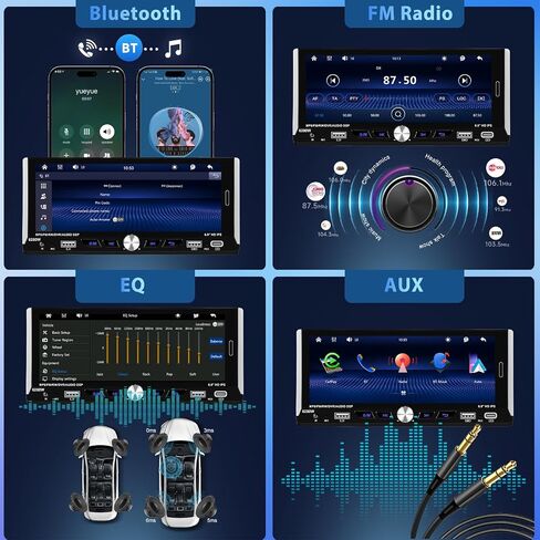 Car Stereo Single Din Wireless Carplay & Android Auto, Hodozzy 7 inch Touch Screen Car Radio 1 Din with Bluetooth,GPS,Mirror Link,EQ FM SWC, Support USB/AUX/Type-C Charging with Backup Camera in Saudi Arabia