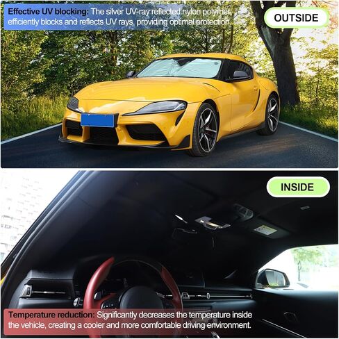 مظلة للزجاج الأمامي لسيارة Toyota Supra J29 2019-2024، ظلال شمسية للزجاج الأمامي الأمامي، واقي من الشمس عاكس قابل للطي، غطاء درع الشاشة، واقي للأشعة فوق البنفسجية، درع حراري يبقي السيارة باردة in Kuwait