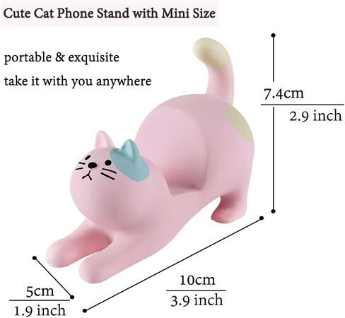 حامل هاتف ذكي على شكل قطة وردية للمكتب، حامل هاتف Kawaii لطيف لأجهزة iPad وiPhone وHuawei وSamsung وXiaomi، 2 في 1 زينة سطح مكتب حيوانات جميلة لديكور المنزل مع حامل للهاتف الذكي in Kuwait