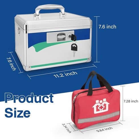 Medication Lock Box, Medicine Lock Box With Code, Medicine Safe Lock Box, Medicine Lock Box With Combination Lock 11.2 x 7.6 x 7.6 Inch 【Medium】+First Aid Bag in Saudi Arabia
