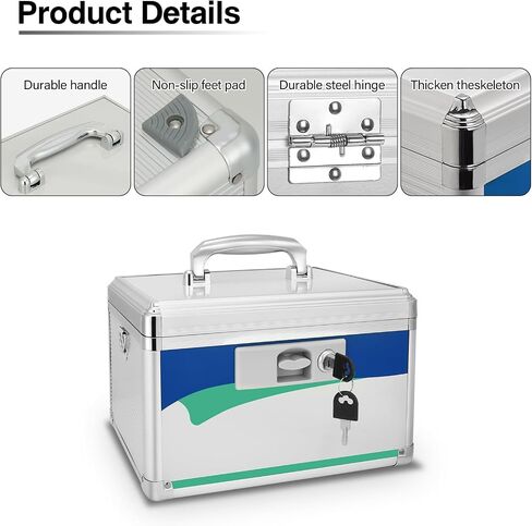 Medication Lock Box, Medicine Lock Box With Code, Medicine Safe Lock Box, Medicine Lock Box With Combination Lock 11.2 x 7.6 x 7.6 Inch 【Medium】+First Aid Bag in Saudi Arabia