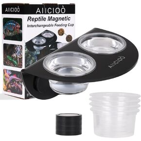 Gecko Feeder Ledge with 6 Pack Plastic Bowls Strong Magnetic Reptile Food Feeder Water Dish