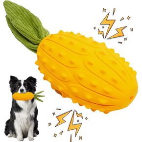 Squeaky Dog Toys, Durable Dog Chew Toys, Strong Tough Dog Toy with Natural Rubber, Teething Chew Toys for Small Medium Large Dogs, Kiwano Horned Cucumber Shape
