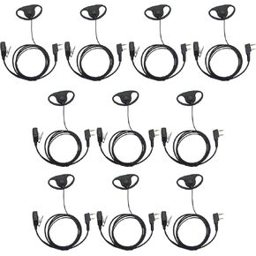 2 Pin D Shape Earpiece Headset PTT Mic for Baofeng UV-82 UV-5R BF-F9 BF-F8HP BF-888S Kenwood TK250 TK260 Wouxun KG-699 KG-689(10 Pack)