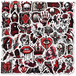50Pcs Graffiti Horror Stickers Pack, Punk Skull Stickers for Water Bottle Laptop Kindle Luggage Skateboard Journal Scrapbooking, Waterproof Vinyl Anime Gothic Decals for Teens Adults