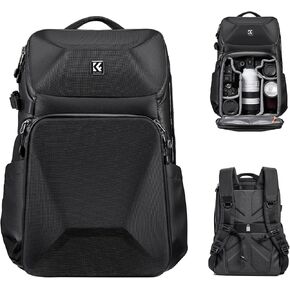 K&F Concept Camera Backpack Hard Shell Waterproof Photography 20L Camera Bag Front Hardshell Case with Tripod Holder&Laptop Compartment Compatible with Canon/Nikon/Sony