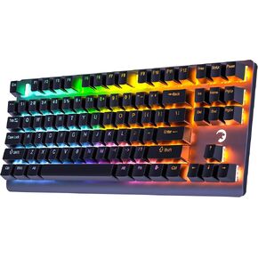 GAMEPOWER EVA 7 TKL Mechanical Gaming Keyboard, 87 Keys, Wireless, Wired, Bluetooth, Triple connectivity, Tactile Red switches, RGB Backlight, 2000mah Battery, 80 Hours Wireless use, Black