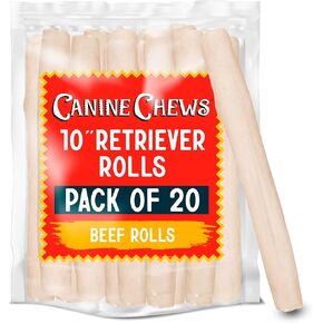 Canine Chews 10-11" Dental Coated Jumbo Rawhide Retriever Rolls - Pack of 8 Breath Freshening & Long Lasting Dental Chews for Dogs Large Size - Teeth Cleaning Dog Treats for Aggressive Chewers in Saudi Arabia