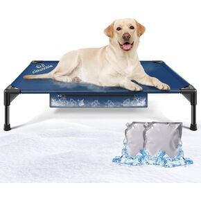 clawsable Indoor Instant Cooling Elevated Dog Bed for Small Medium Large Dogs, 8-12H Long-Lasting Cooling Pack, Raised Lifted Bed Mat Cot Hammock Off Ground