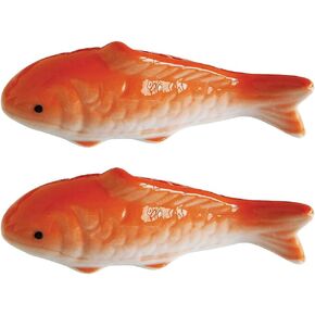 LOGOFUN 2Pcs Ceramic Fish Statue Aquarium Floating Fish Ornament Simulated Floating Fish Figurines for DIY Fish Tank Decoration - Orange