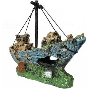 Aquarium Decoration, Fish Tank Ornaments Shipwreck Decorations Sunken Ship,Fish Tank Decoration Aquarium Accessories Resin Material Sunken Ship Decorations for Fish Favors