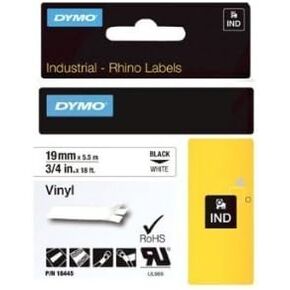 Dymo Rhino 3/4 White Vinyl Labels - Sold as 5/Pack - 18445