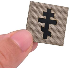 Mini Orthodox Cross Crucifix Tactical Morale Patch [Tan, Black]