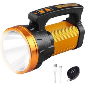 1000,000LM Spotlight 13600mAh Spotlight Flashlight 80H Long Lasting IP67 Waterproof Rechargeable Spotlight 3Modes Spot Light for Outdoor Indoor Camping Home Emergency