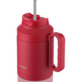 CIVAGO 50 oz Insulated Tumbler Mug with Lid and Straw, Vacuum Travel Coffee Mug with Handle, Double Wall Stainless Steel Water Cup Bottle, Black