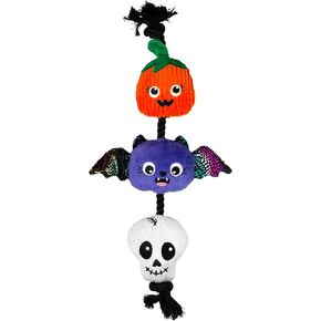 Fringe Studio Hide & Seek Burrow Plush Dog Toy, Skull with Spiders, 3 Piece Set, Pet Shop Collection (289206), Multicolored
