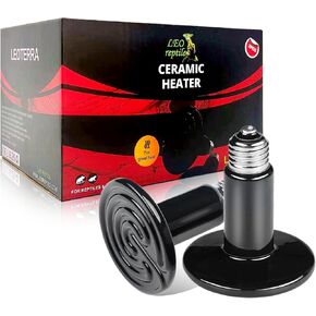 LEOTERRA 50W Ceramic Heat Emitter for Reptile, Reptile Heat Bulbs, Ceramic Heat Lamp for Reptiles, Amphibian, Chicken, Dog, Cat No Visible Light Out (Pack of 2)