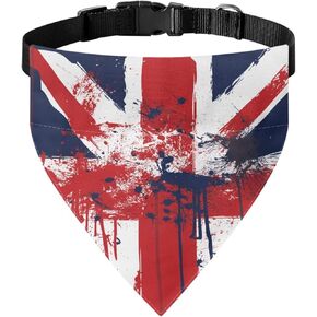 KEIAHUAN Dog Bandana Collar UK British Flag Pet Bib Triangle Bib Scarf Pet Bandana Washable Adjustable Dog Kerchief Collapsible Dog Bandanas