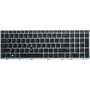 لوحة مفاتيح بديلة أمريكية من AUTENS لجهاز HP EliteBook 850 G6 / 755 G6 850 G5 / 755 G5 ZBook 15u G5 / G6 إطار فضي للكمبيوتر المحمول (إضاءة خلفية)
