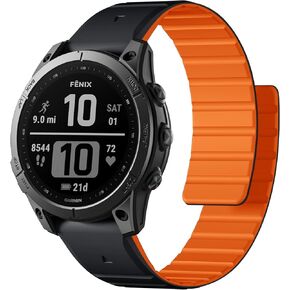 SNBLK Silicone Magnetic Watch Band Compatible with Garmin Fenix 5/6/7, Fenix 6/7 Pro, Fenix 5 Plus Strap for Men Women, Sport Solo Loop 22mm Bands for Garmin Instinct/Epix/Forerunner/Quatix/Approach