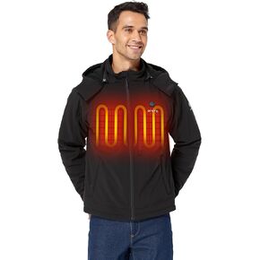 ORORO Men's Soft Shell Heated Jacket with Detachable Hood and Battery Pack