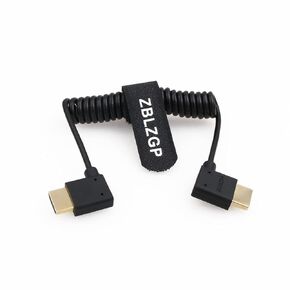 8K HDMI Cable Coiled Right Left Angle Type A HDMI 2.1 Cable for Sony Canon R5 Nikon Blackmagic Pocket Cinema Cameras