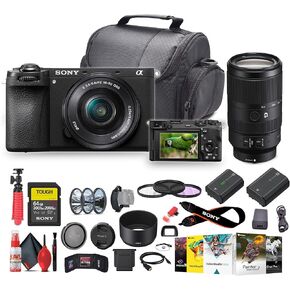 Sony a6700 Mirrorless Vlogger Camera with 16-50mm Lens (ILCE-6700L) E 70-350mm f/4.5-6.3 G OSS Lens + 64GB Memory Card + NP-FZ100 Battery + Photography Software + Filter Kit + More (Renewed)
