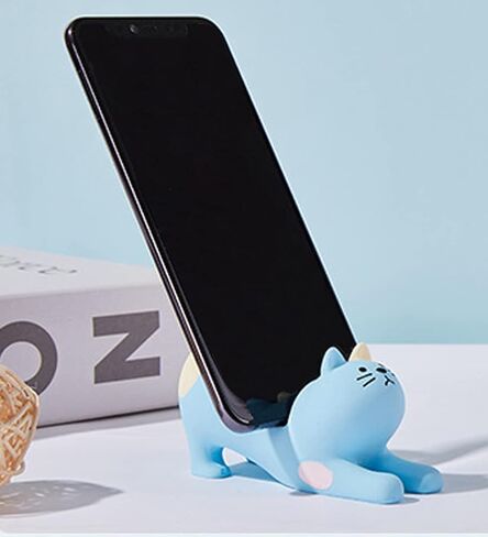 حامل هاتف ذكي على شكل قطة وردية للمكتب، حامل هاتف Kawaii لطيف لأجهزة iPad وiPhone وHuawei وSamsung وXiaomi، 2 في 1 زينة سطح مكتب حيوانات جميلة لديكور المنزل مع حامل للهاتف الذكي in Kuwait
