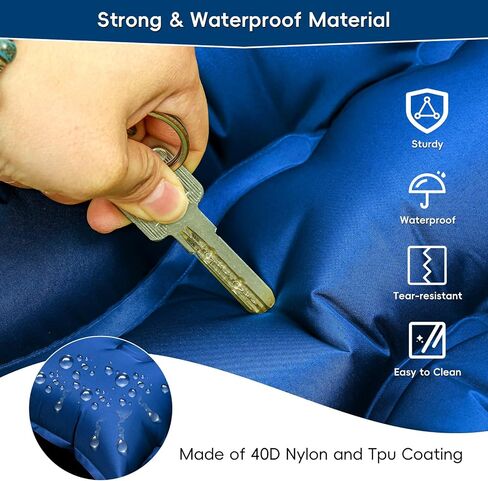Double Sleeping Pad for Camping, Self Inflating 4" Extra-Thick Camping Mattress Pad 2 Person with Pillow, Built-in Foot Pump, Ultralight Camping Bed Mat for Backpacking Hiking Traveling Tent in Saudi Arabia