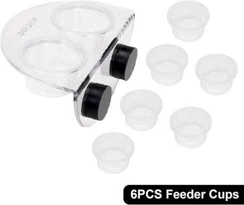 Gecko Feeder Ledge with 6 Pack Plastic Bowls Strong Magnetic Reptile Food Feeder Water Dish in Kuwait