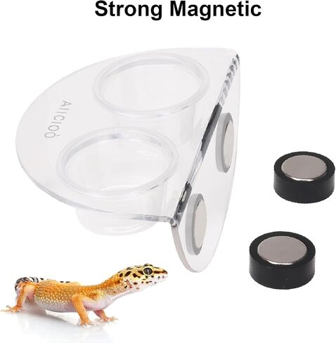 Gecko Feeder Ledge with 6 Pack Plastic Bowls Strong Magnetic Reptile Food Feeder Water Dish in Kuwait