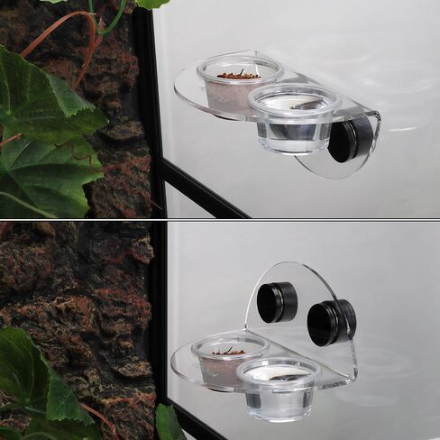 Gecko Feeder Ledge with 6 Pack Plastic Bowls Strong Magnetic Reptile Food Feeder Water Dish in Kuwait