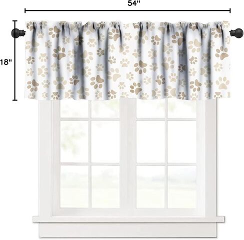 Pet Paw Print Valance Rod Pocket Window Curtain Pet Paw Pattern Print Curtain Animal Footprint Theme Decor Valance for Kitchen Bedroom Living Room Dining Room 1 Panel 54x18in in Saudi Arabia