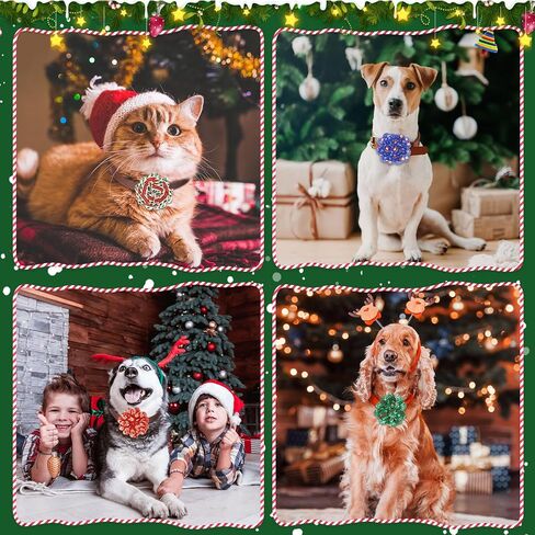 Silkfly 60 Pcs Christmas Dog Collar Flowers Bulk Christmas Pet Flower Collar Bow Ties Holiday Dog Accessories Slides Attachment Decorations for Small Medium Large Dog Cat Puppy Bow Grooming Supplies in Saudi Arabia