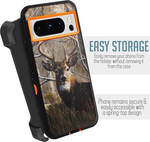 for Google Pixel 8 Pro Case, Rugged & and Durable, with Port Protection, Includes Holster Clip Kickstand with Built-in Screen Protector (Deer) in Kuwait