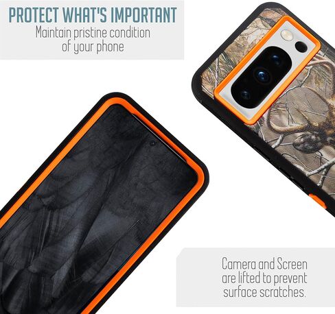 for Google Pixel 8 Pro Case, Rugged & and Durable, with Port Protection, Includes Holster Clip Kickstand with Built-in Screen Protector (Deer) in Kuwait