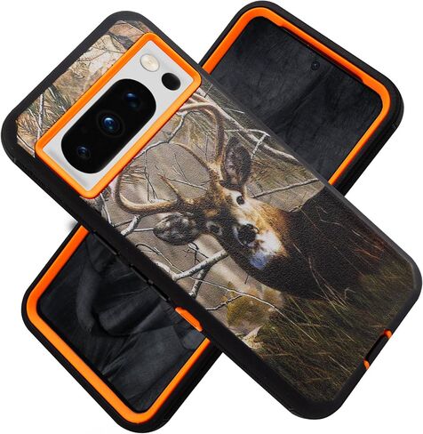 for Google Pixel 8 Pro Case, Rugged & and Durable, with Port Protection, Includes Holster Clip Kickstand with Built-in Screen Protector (Deer) in Kuwait