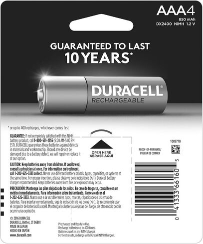 Duracell - Rechargeable AAA Batteries - long lasting, all-purpose Triple A battery for household and business - 4 count in Saudi Arabia