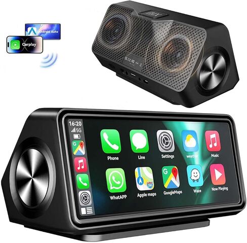 شاشة Carplay محمولة لاسلكية مع ستيريو السيارة - متوافقة مع Apple CarPlay وAndroid Auto، 7 بوصة HD، مكبرات صوت مزدوجة، التحكم الصوتي، نظام تحديد المواقع العالمي (GPS)، صوت بلوتوث، شاشة تعمل باللمس، وصلة مرآة، AUX/FM in Saudi Arabia