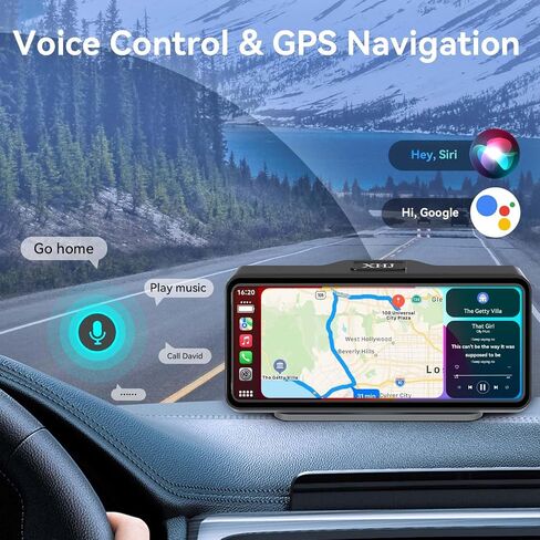 شاشة Carplay محمولة لاسلكية مع ستيريو السيارة - متوافقة مع Apple CarPlay وAndroid Auto، 7 بوصة HD، مكبرات صوت مزدوجة، التحكم الصوتي، نظام تحديد المواقع العالمي (GPS)، صوت بلوتوث، شاشة تعمل باللمس، وصلة مرآة، AUX/FM in Saudi Arabia